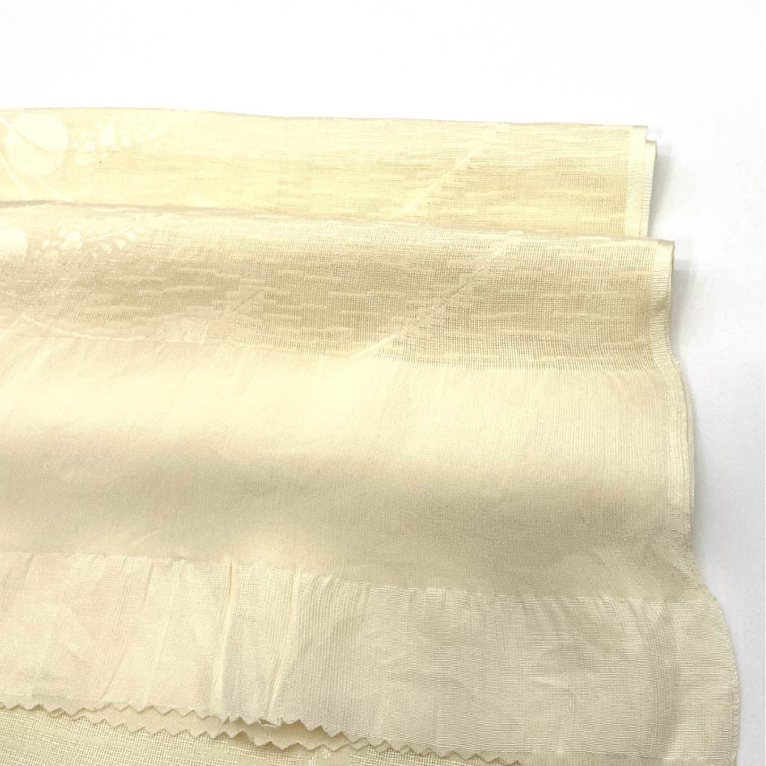 帯揚げ 正絹 Sランク セミフォーマル 薄卵色（うすたまごいろ） 夏用 紗 萩 長さ約167cm 幅約26cm 黄系 1136004512923