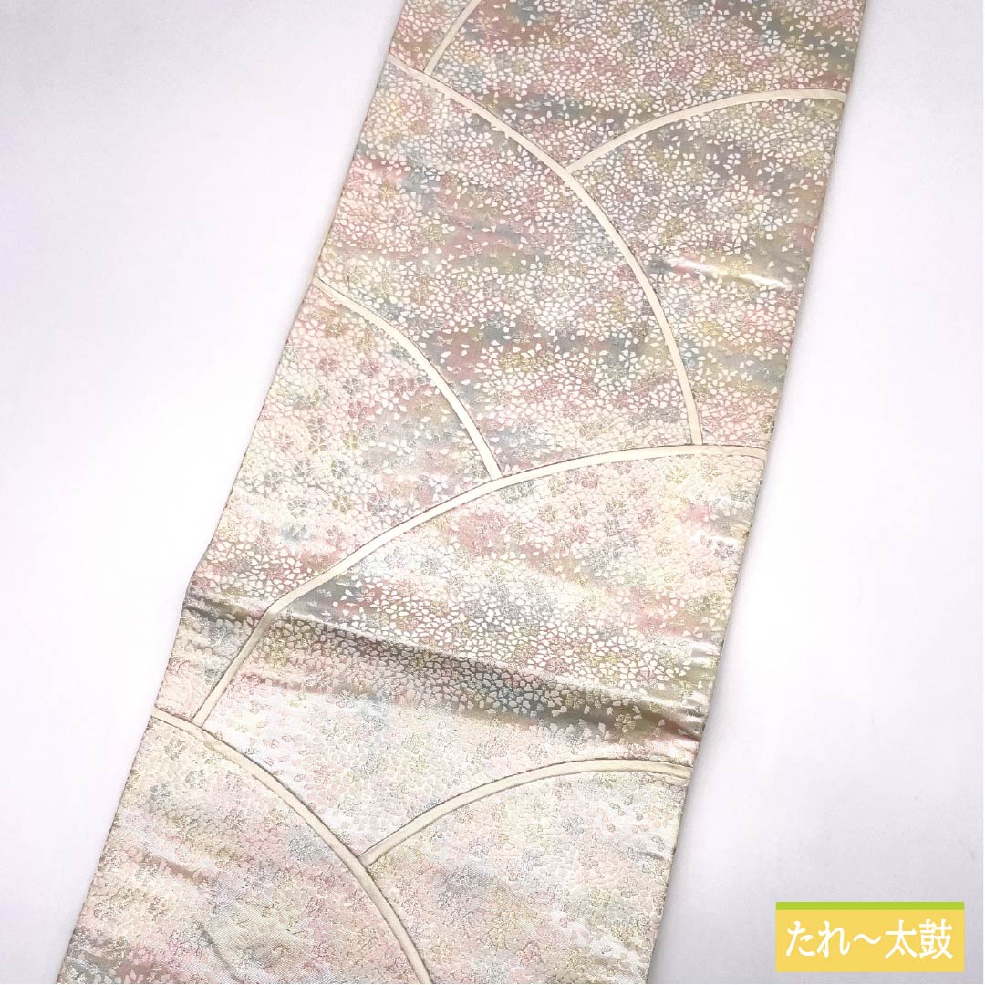 Fukuro Obi, Pure Silk, Grade A, Small Cherry Blossom Design, Dried Foil, Length 440cm, Six-Ply, Semi-Formal, Gradient Pattern, 1123015213399