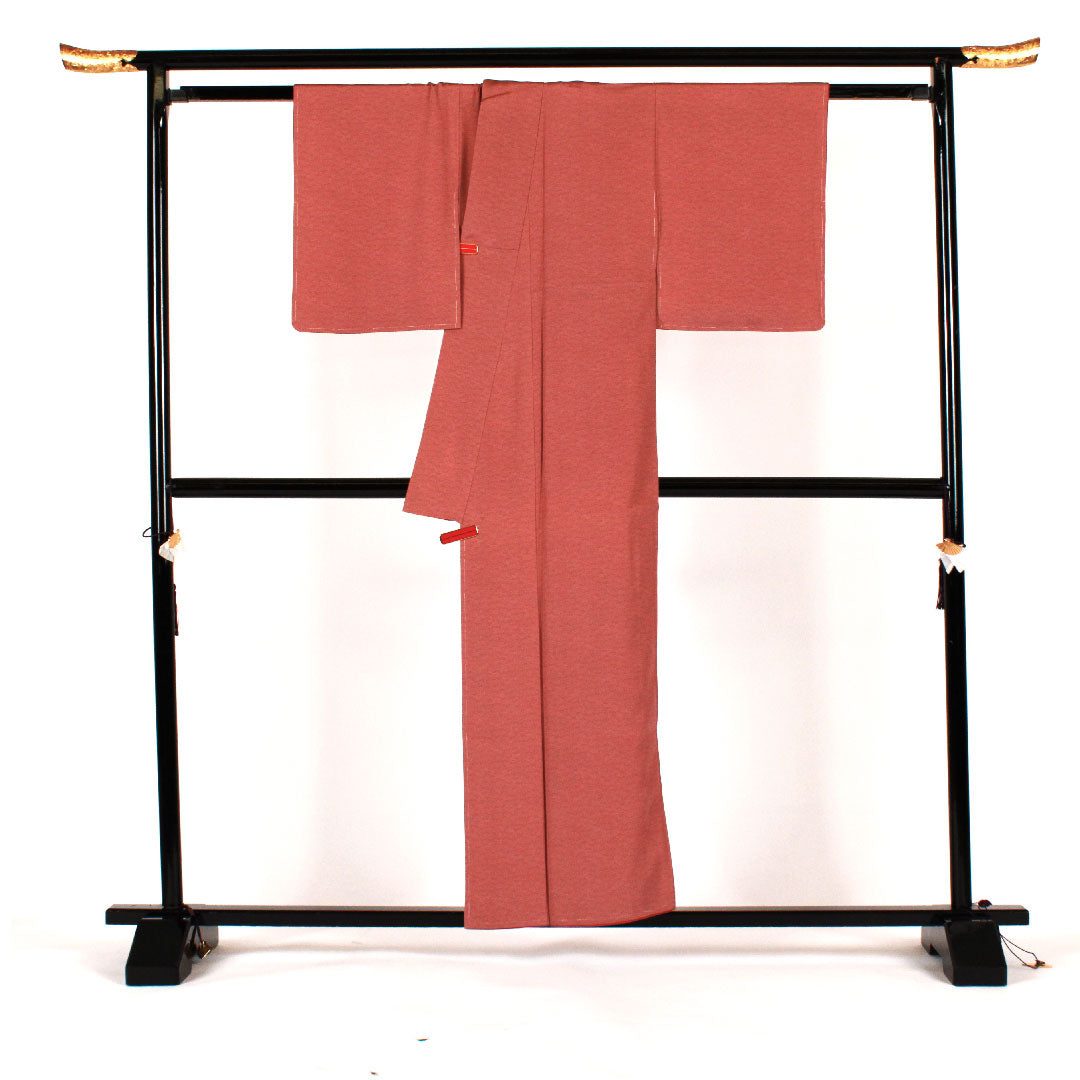 小紋 身丈157cm 裄丈63cm 袷  江戸小紋 松柄 草木染  正絹 Aランク ピンク系 1115000683313