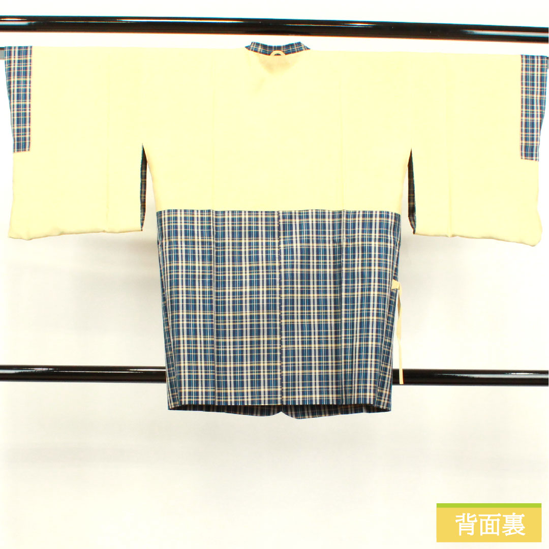 道行コート 正絹 身丈85cm 裄丈65cm 濃紺色（のうこんいろ） 格子 しつけ糸付き Sランク 袷 紺系 1117000862918