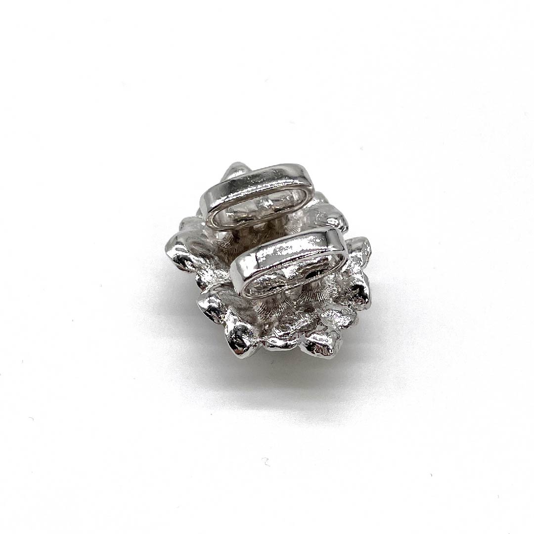 (New old stock) Obi clasp, glass, casual, Swarovski, flower, length approx. 2.5cm, width approx. 3.5cm, S rank, silver, 1137000992922