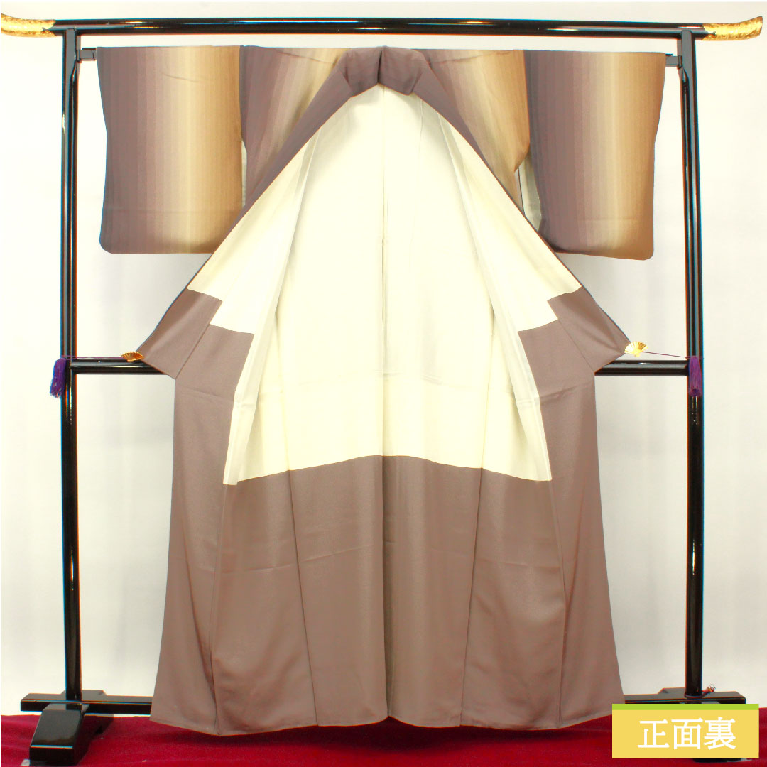 Komon, pure silk, length 161.5cm, sleeve length 67cm, lined, striped, multi-colored, S rank, gradation style, 1115004172499