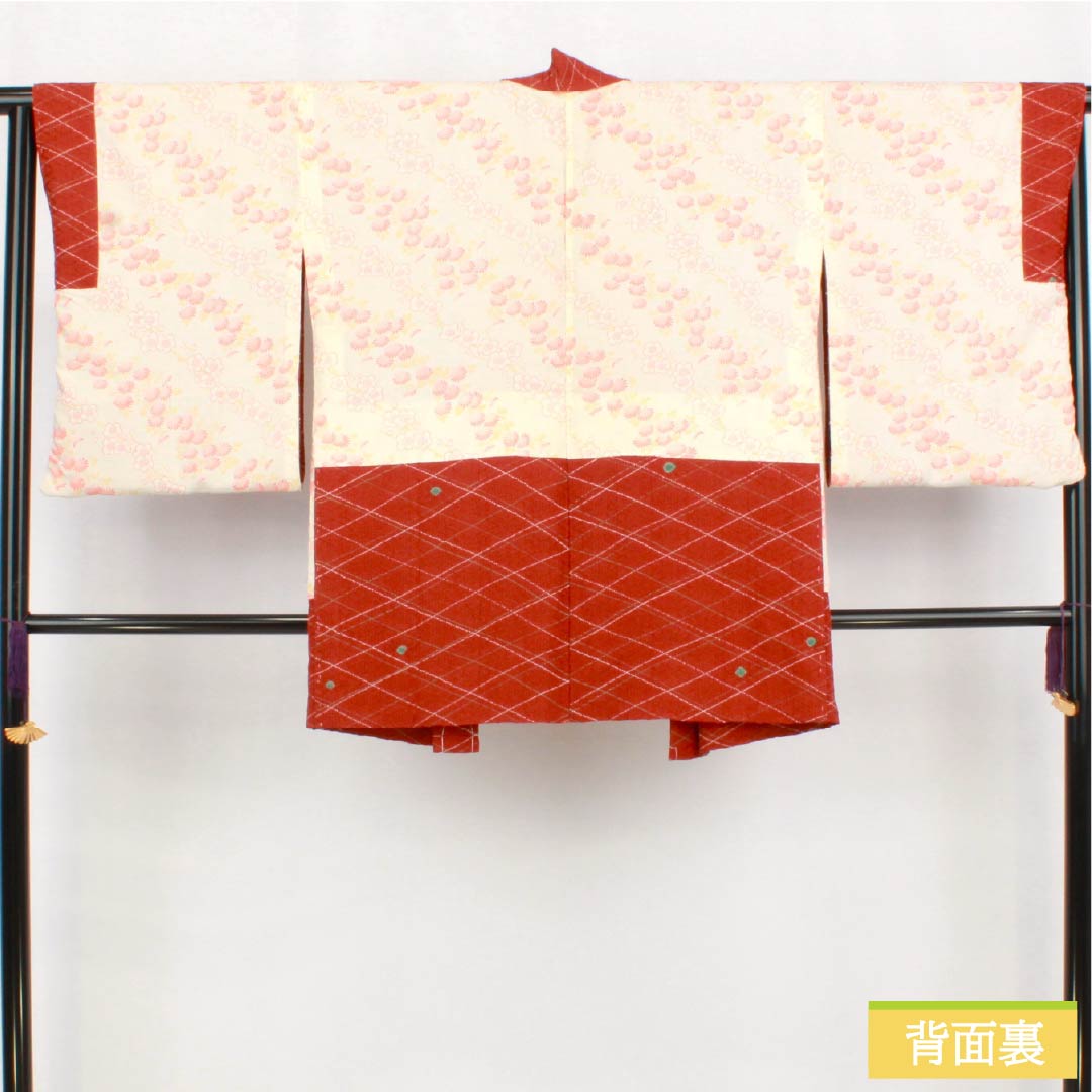 羽織 正絹 Sランク 身丈81.5cm 裄丈67cm 猩々茶色（しょうじょうちゃいろ） 絞り水玉 しつけ糸付き 袷 朱系 1117001442916