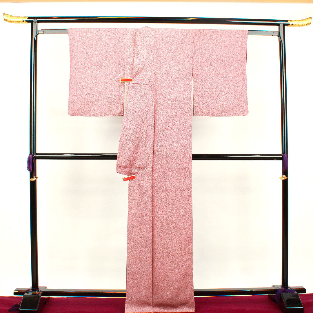 小紋 身丈166cm 裄丈62cm 袷  蘇芳色 人間国宝 中村勇二郎 江戸小紋  正絹 Sランク 赤系 1115002642512