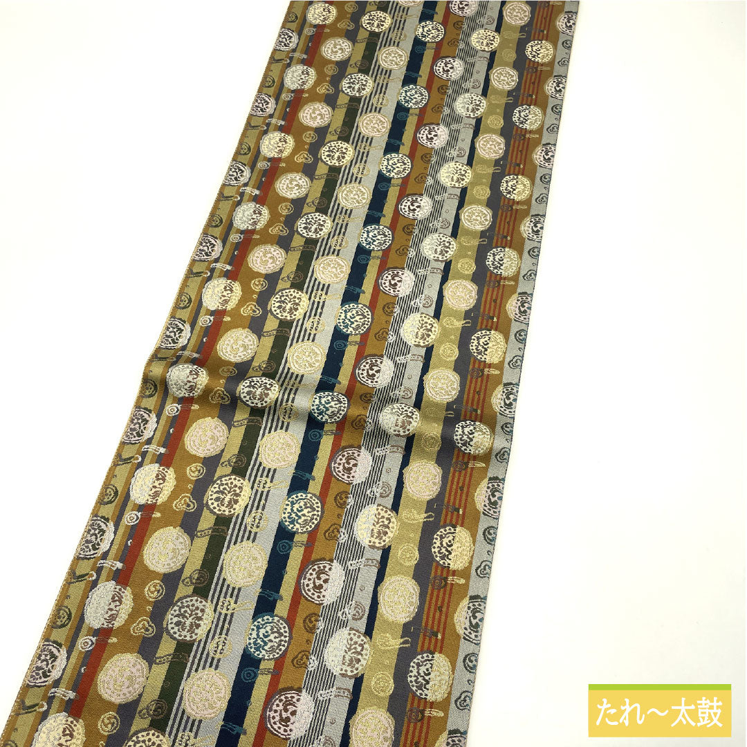 Fukuro-obi Silk S Rank Stripes Nishijin-ori Abstract Pattern Obi Length 438cm Rokutsu Casual Gradation 1123017432399