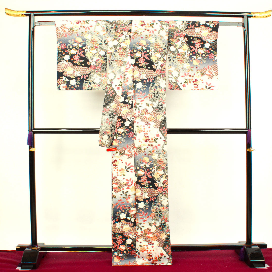 小紋 身丈164cm 裄丈66cm 袷  辻ヶ花  正絹 Sランク グラデ 1115003152499