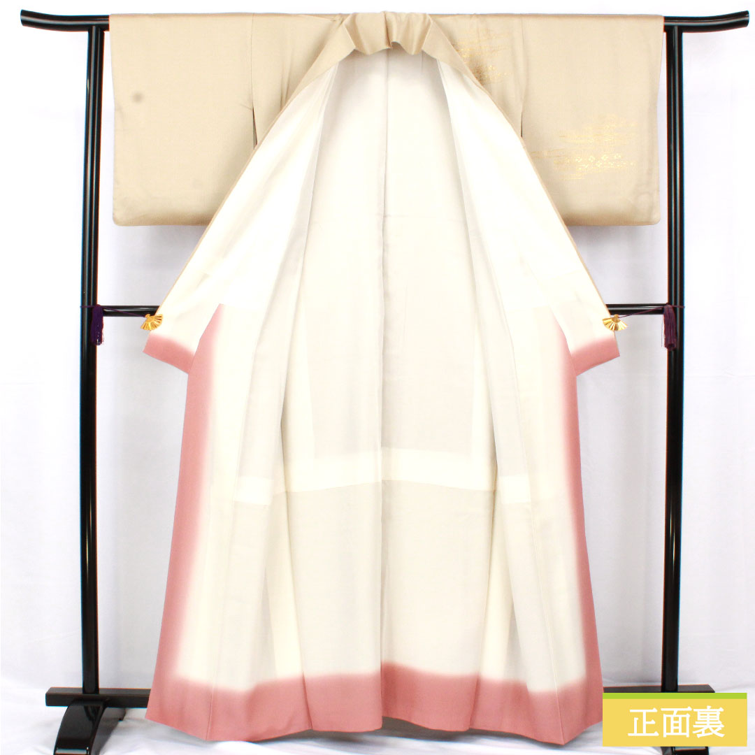 訪問着 正絹 袷 身丈161cm 裄丈61cm 白橡色（しろつるばみいろ） 京友禅 吉祥文様 Aランク グレー系 1112005913422