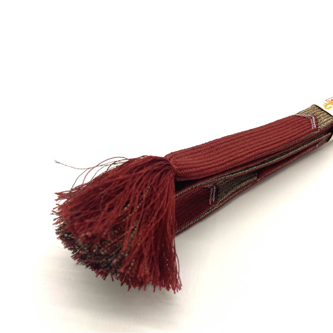 帯締め 正絹 四分紐 牛血紅色（ぎゅうけつこういろ） 矢羽根 長さ約159cm 幅約1.5cm カジュアル Sランク 茶系 1135003112314