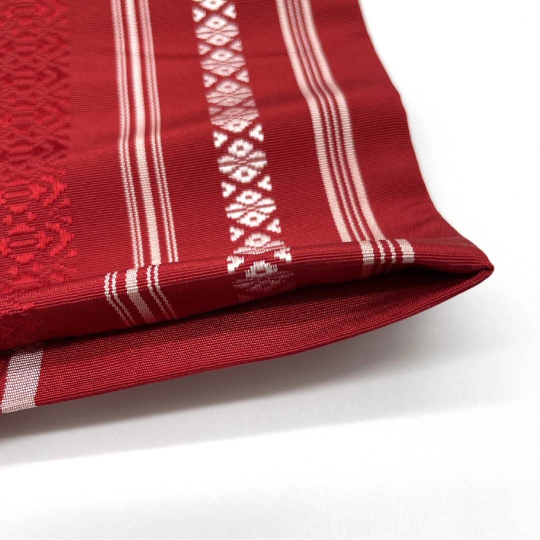 半幅帯 正絹 紅赤色（べにあかいろ） 献上柄 博多織 帯丈356cm 赤系 Sランク 1125001662312