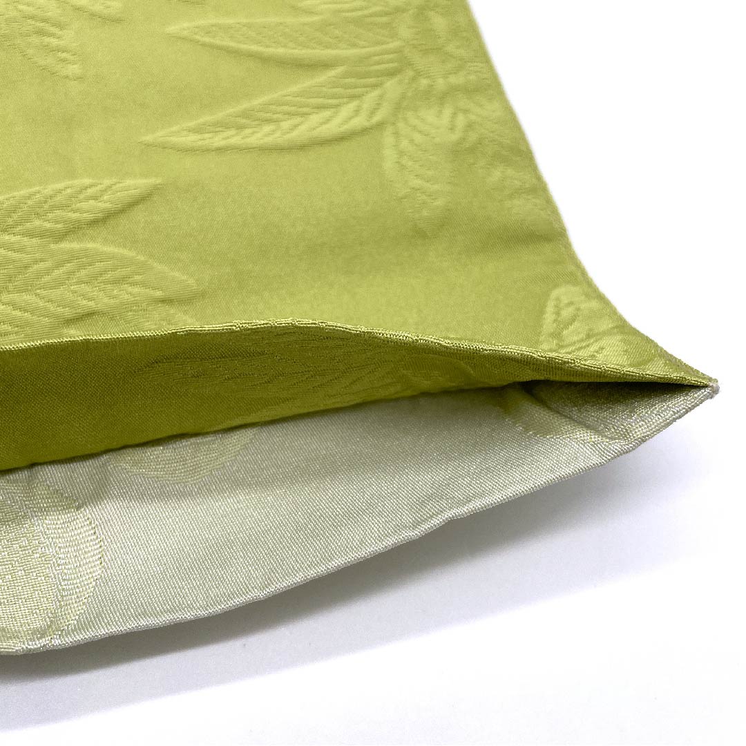 半幅帯 ポリエステル 帯丈380cm 青朽葉色（あおくちばいろ） 花柄 アダン 植物模様 雲 幾何学模様 緑系 Aランク 1125001303319