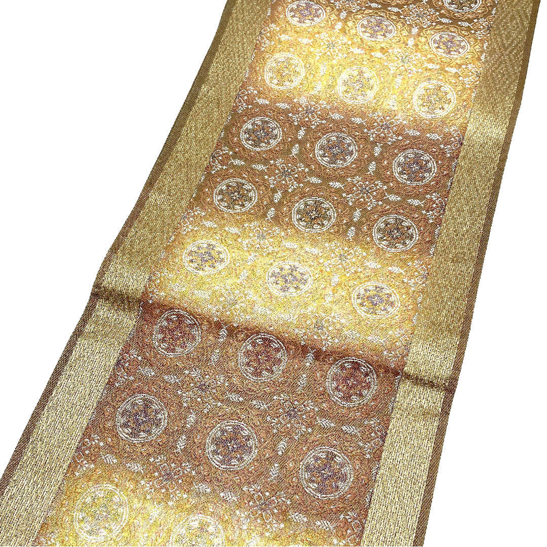 袋帯 正倉院文様 帯丈456cm 正絹 Sランク 全通 セミフォーマル 金系 1123003862421