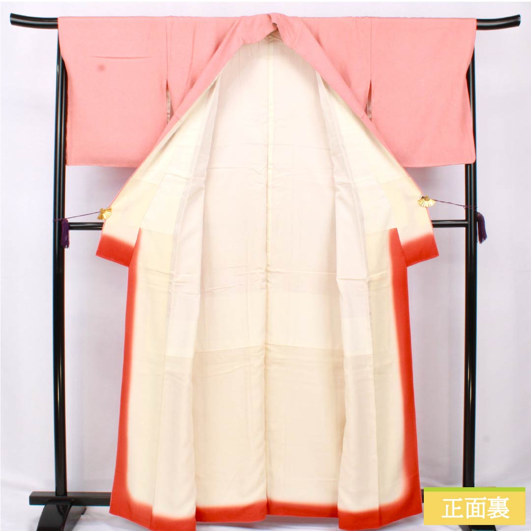 小紋 正絹 Aランク 身丈163cm 裄丈67.5cm 袷 中紅色（なかべにいろ） 江戸小紋 鮫柄 型染 赤系 1115007033412
