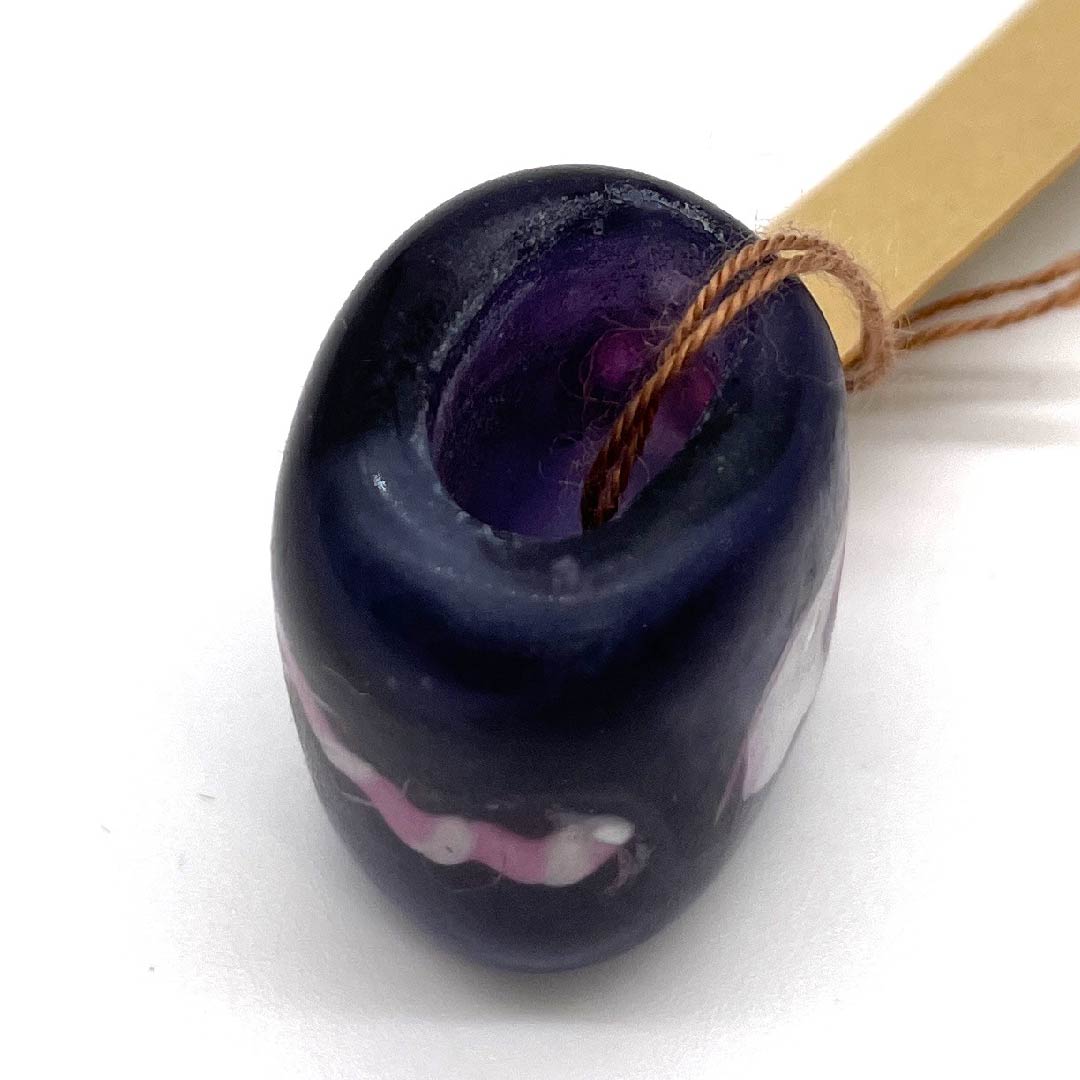 (New old stock) Glass Obi fastener, casual, dark purple, glass bead, cherry blossom, spiral, length approx. 2cm, width approx. 2.5cm, S rank, purple, 1137000062920