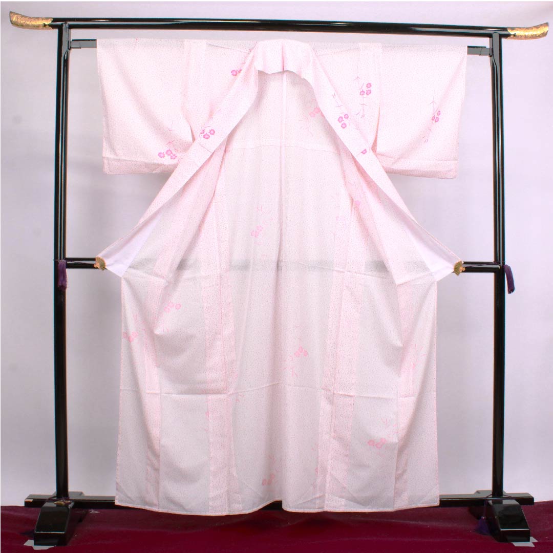 Summer item Polyester Komon Length 160.5cm Sleeve length 61.5cm White Pink Polka dot Silk S rank White 1132000242411