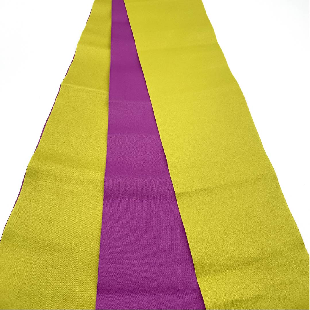 半幅帯 ポリエステル 鶸色（ひわいろ） 浴衣用 無地 リバーシブル 帯丈350cm 黄系 Sランク 1125001932323