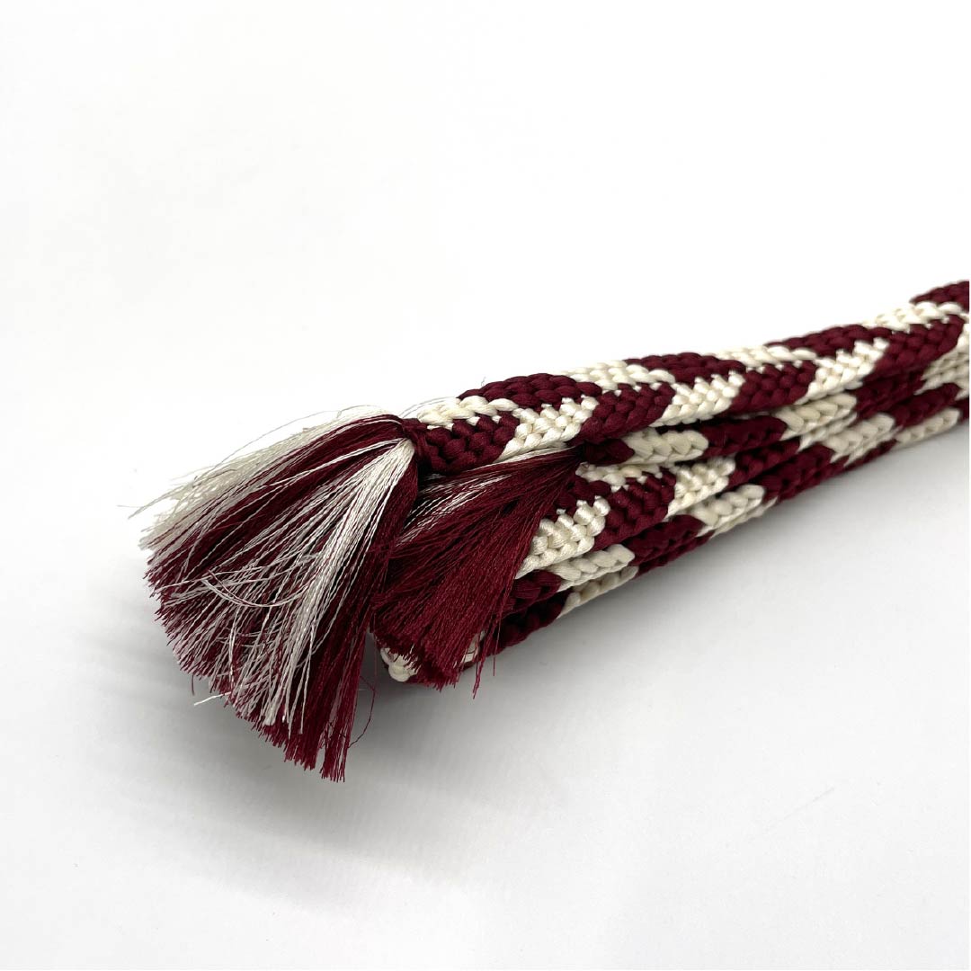 帯締め 正絹 四分紐 赤紫色（あかむらさきいろ） 矢羽根模様 バイカラー 長さ約162cm 幅約1.2cm カジュアル Sランク 茶系 1135003162314