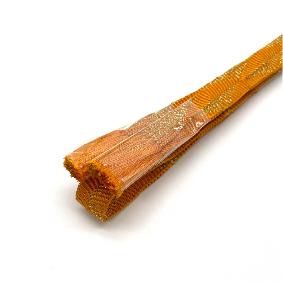 （新古品） 帯締め 正絹  橙色（だいだいいろ） 幅広め 長さ約162cm 幅約1.7cm フォーマル NEWランク 橙系 1135003411326