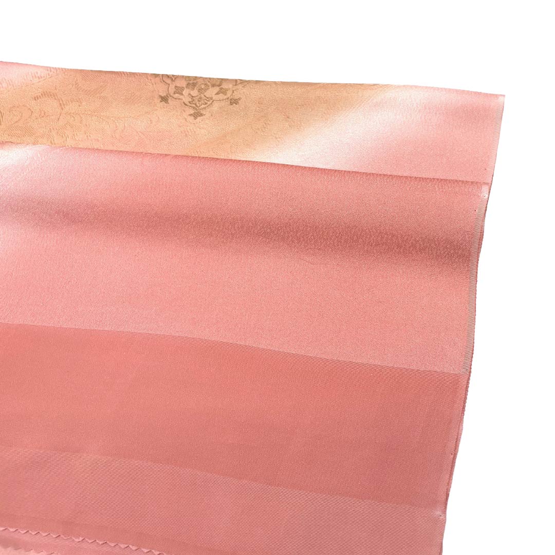 Obiage, pure silk, S rank, semi-formal, akebono-iro (dawn color) and shinonome-iro (daybreak color), classical floral design, approx. 176cm long, approx. 32cm wide, pink tones, 1136003482913