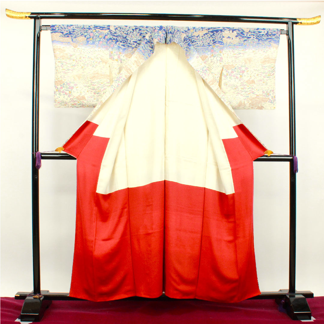 訪問着 正絹 袷 身丈158.5cm 裄丈65cm 乳白色 京友禅 茶屋辻 Sランク クリーム系 1112002972315