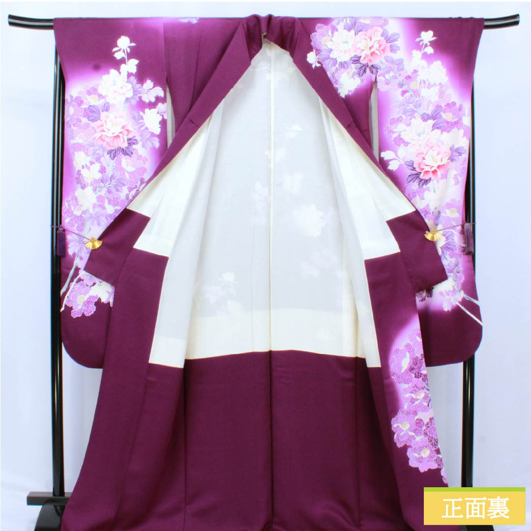 振袖 正絹 Aランク 身丈169cm 裄丈69cm 袷 似紫色（にせむらさきいろ） 京友禅 草花 紫系 1113002153520