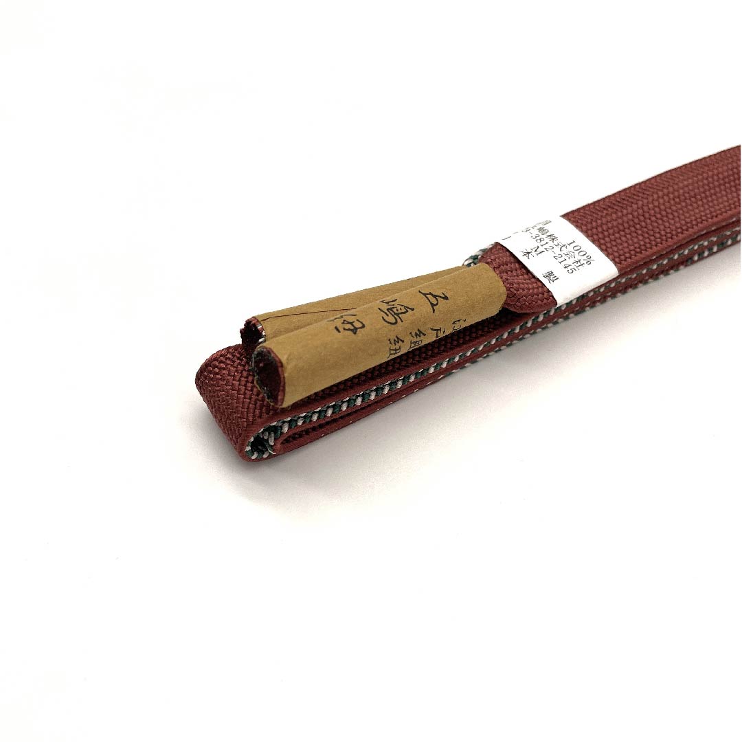 （新古品） 帯締め 正絹 四分紐 赤褐色色（せきかっしょくいろ） 五嶋紐 江戸組紐 新古品 長さ約162cm 幅約1.7cm カジュアル Sランク 茶系 1135002932314