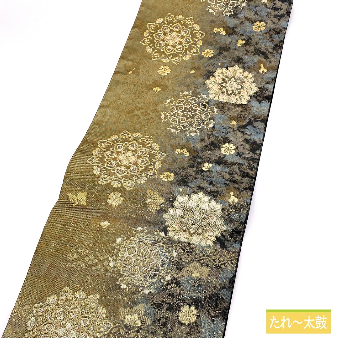 リサイクル着物】袋帯 正絹 華文 留袖用 唐花 帯丈444cm Sランク
