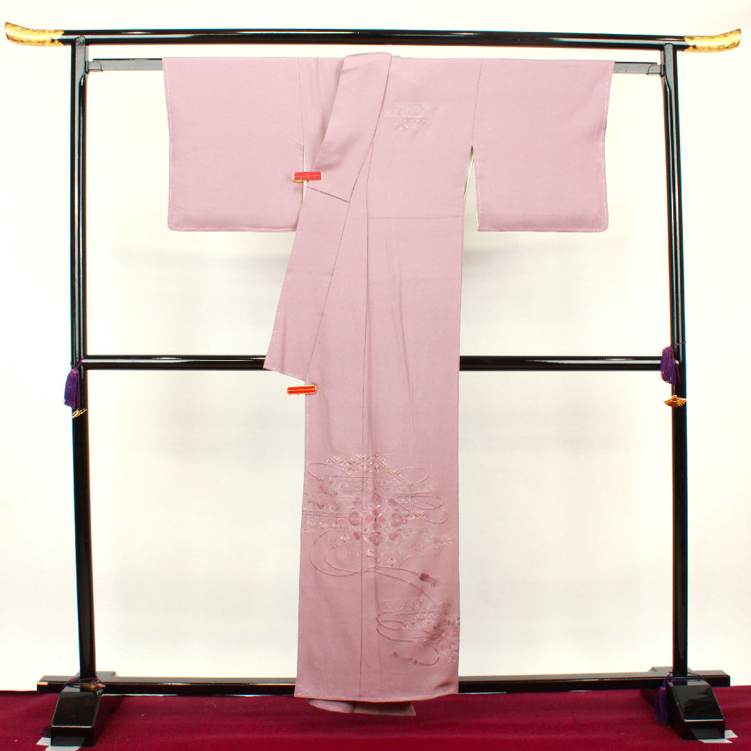 訪問着 袷 身丈156cm 裄丈65cm 未使用品 しつけ糸付き 薄藤色 蘇州刺繡 正絹 Sランク 紫系 1112002232320