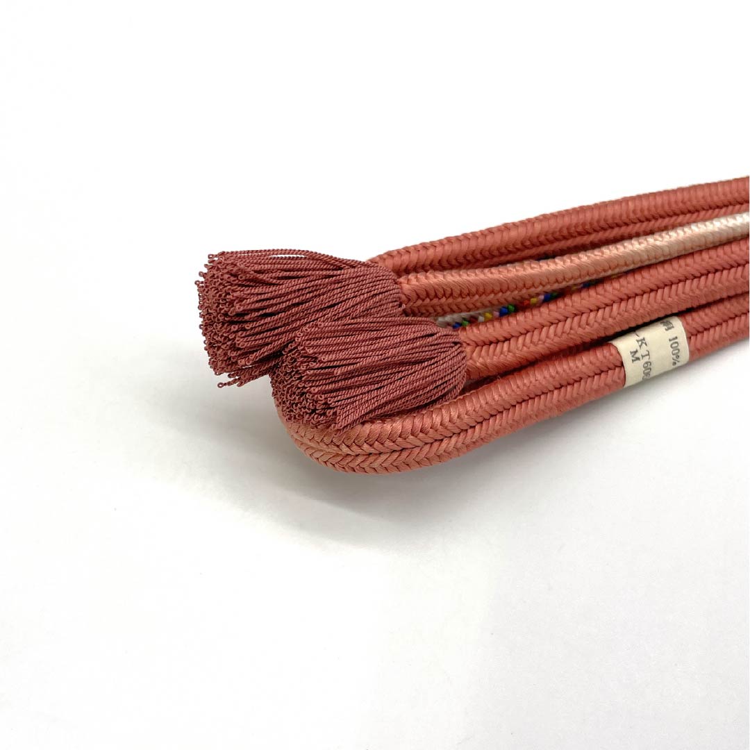 帯締め 正絹 Sランク  長春色（ちょうしゅんいろ） 冠組 撚り房  長さ約158cm 幅約1cm カジュアル 茶系 1135005942314