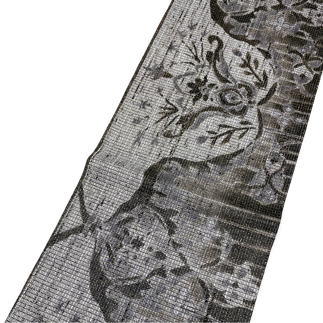 袋帯 モノトーン ペルシャ裂 都謹製 和紙 帯丈442cm 正絹 Sランク 六通 カジュアル グラデーション系 1123006812399