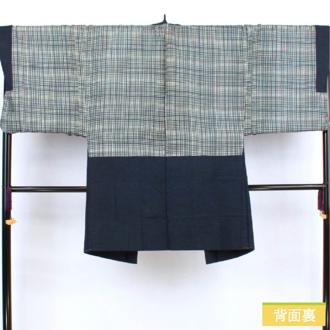 男物 正絹 Sランク 身丈cm 裄丈cm  紺色（こんいろ） 紬地 紺系 1119000992118