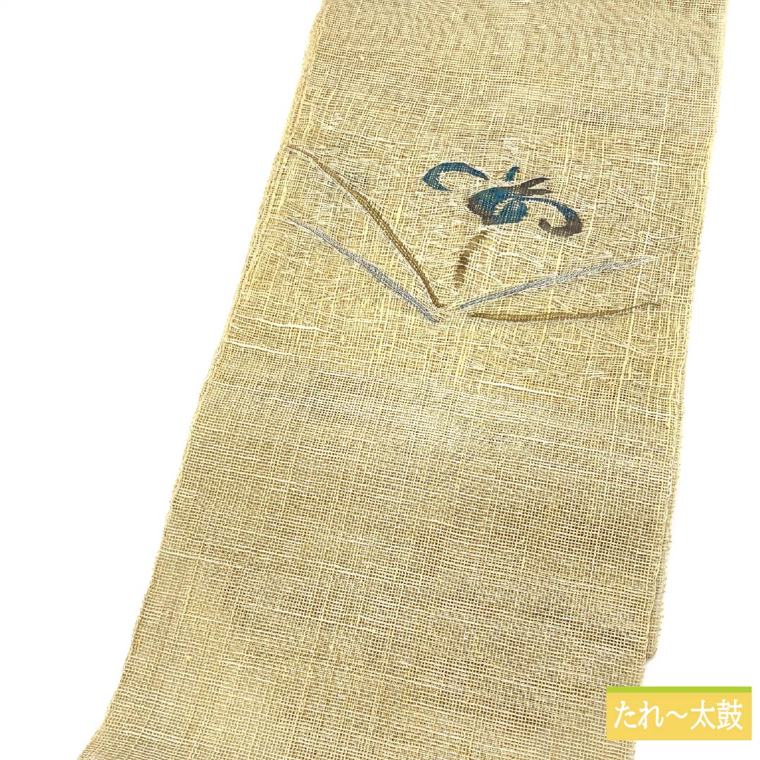 名古屋帯 正絹 東京白茶色（とうきょうしらちゃいろ） 夏帯 菖蒲 帯丈366cm Sランク ポイント柄 セミフォーマル ベージュ系 1124006742325 名古屋仕立て