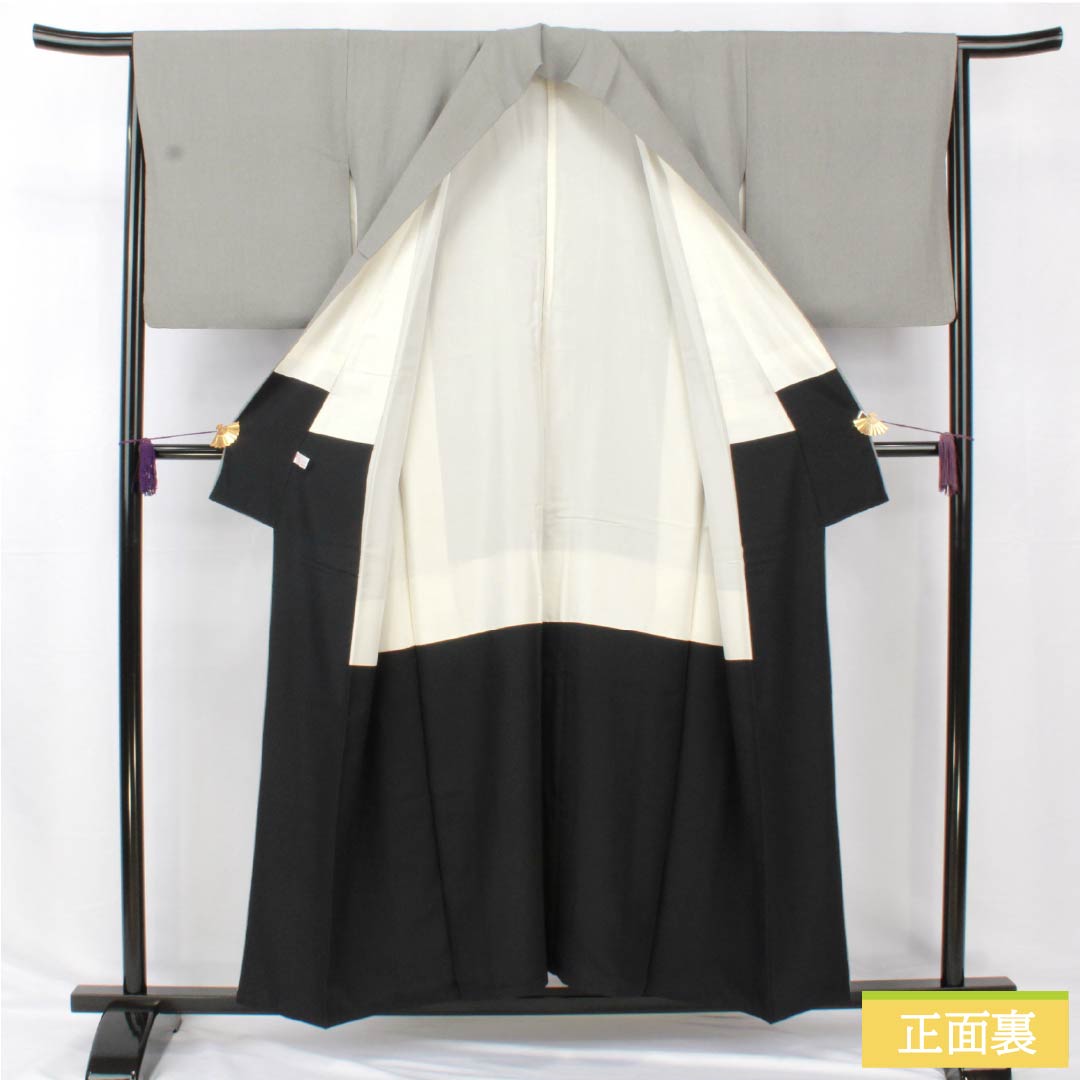 Komon, pure silk, length 153.5cm, sleeve length 65cm, lined, smoked silver, Edo Komon, Gokusame Komon, Mansuji, Kirara Guard, A rank, gray, 1115005123222