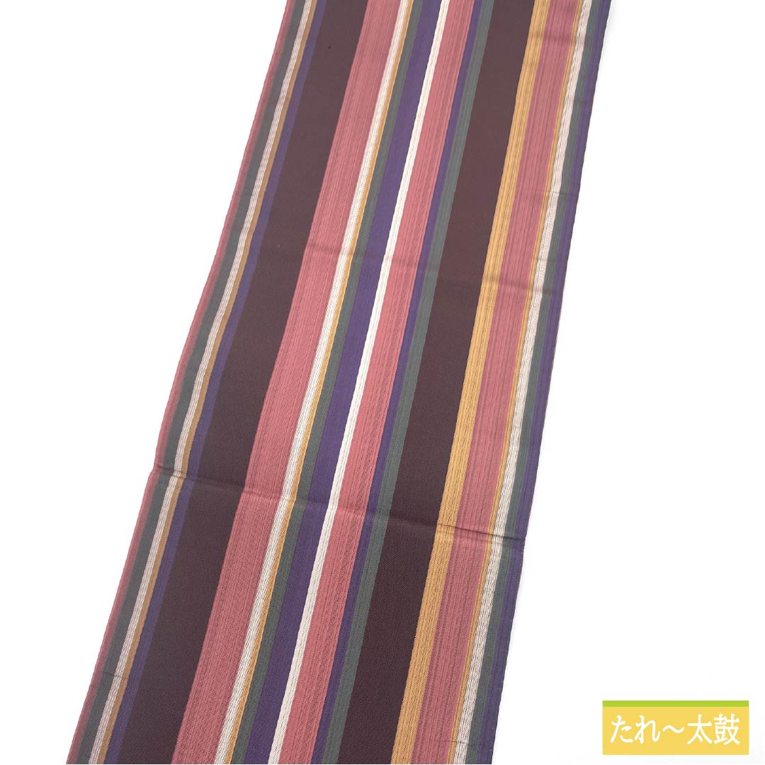 袋帯 正絹 Aランク 縞 帯丈440cm 全通 カジュアル グラデーション系 1123015403399