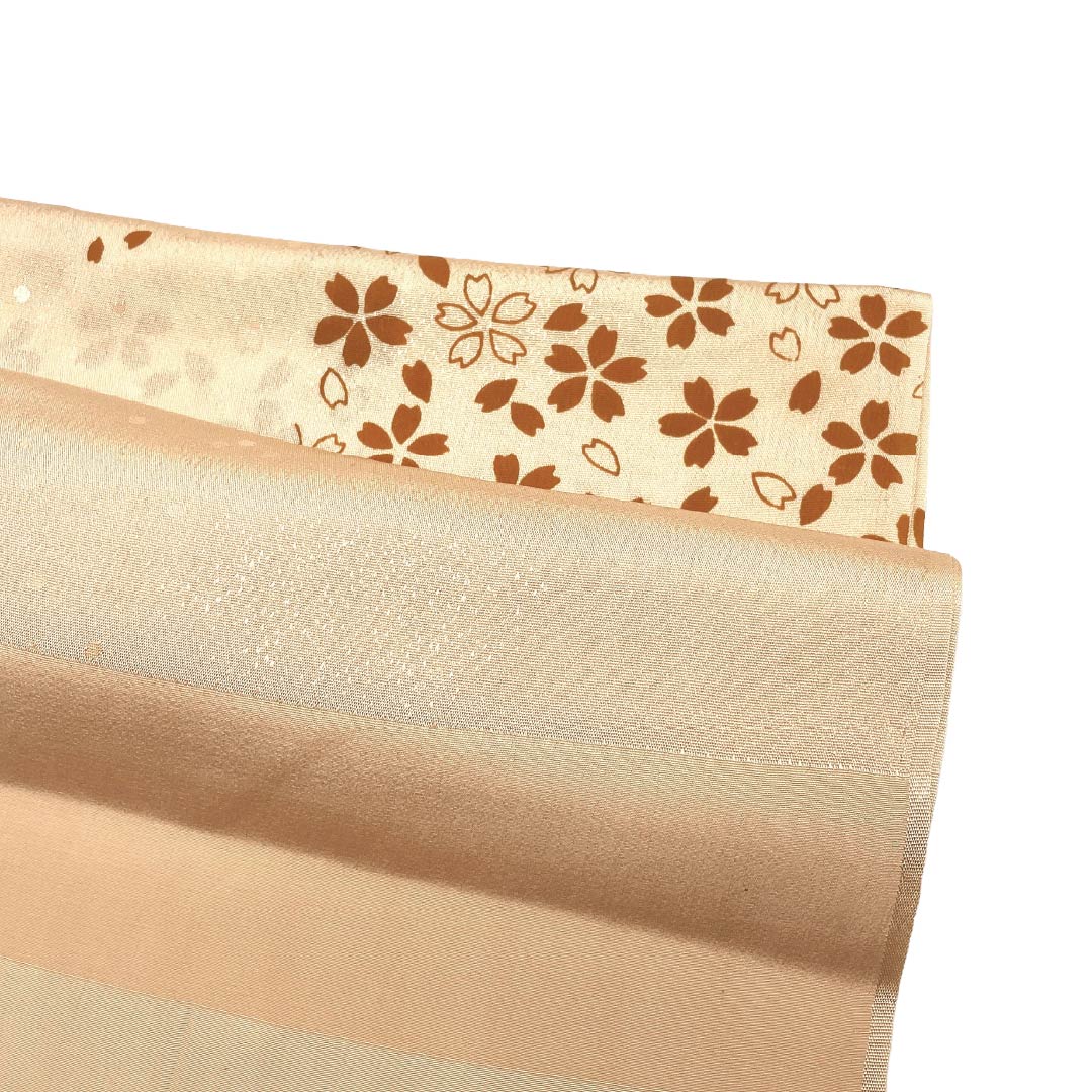 帯揚げ 正絹 Sランク カジュアル 薄肉色（うすにくいろ） 桜 市松 古典柄 長さ約172cm 幅約30cm ベージュ系 1136003922925