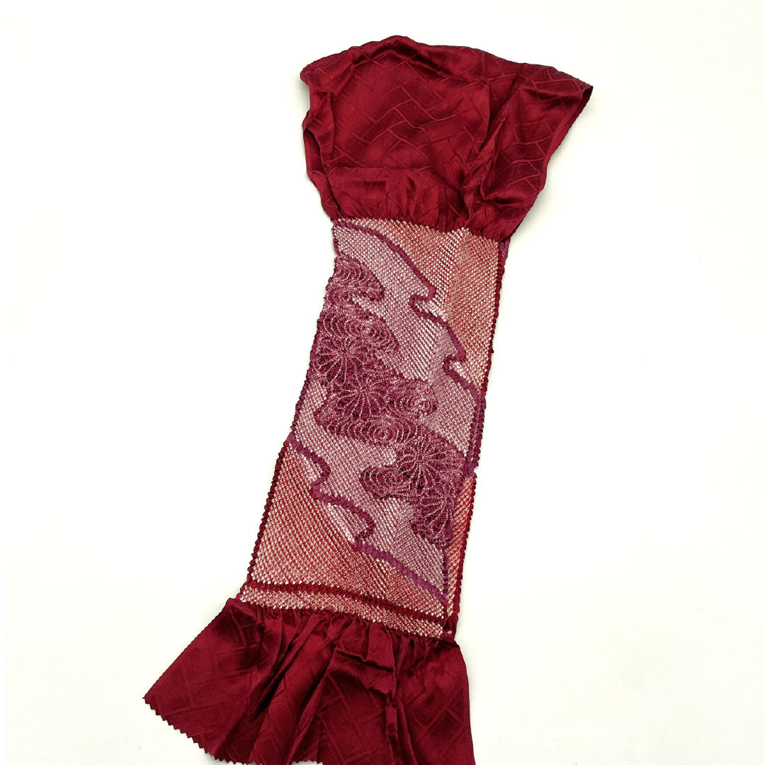 （新古品） 帯締め・帯揚げセット 正絹 Aランク 赤紫色（あかむらさきいろ） 絞り 京友禅 振袖用 長さ約160cm 幅約1cm セミフォーマル 紫系 1141000513320