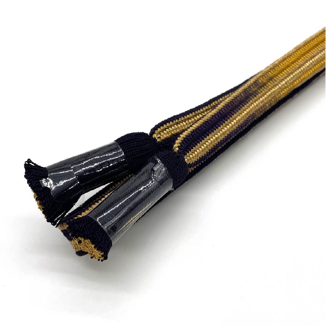 （新古品） 帯締め 正絹 四分紐 紫黒色（しこくしょく） 平田組紐 貝ノ口縞遊玄染 長さ約161cm 幅約1.5cm フォーマル NEWランク 紫系 1135003321320