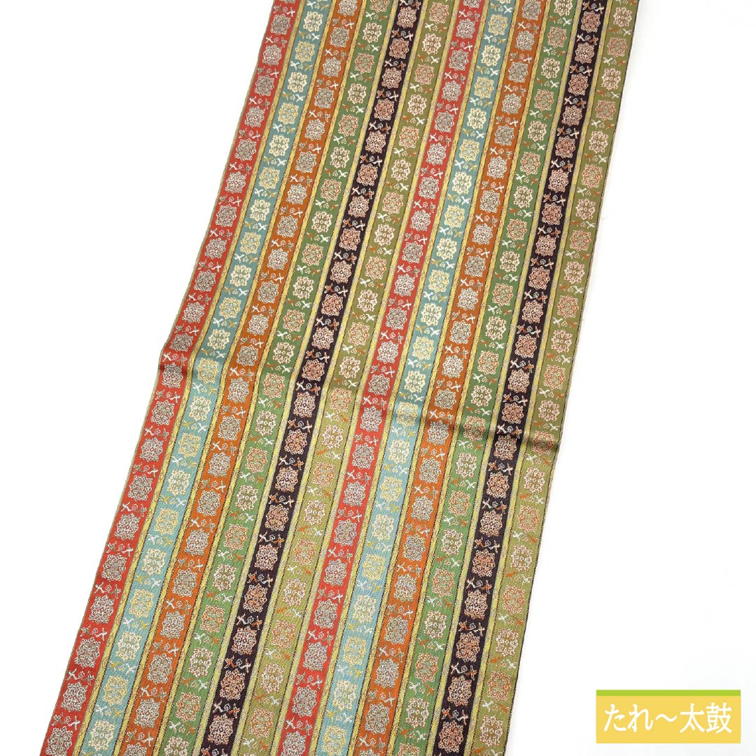 Nagoya obi, pure silk, Tatsumura Art Textiles, Karahana double bird long spotted brocade pattern, obi length 350cm, S rank, full length, semi-formal, gradation style, 1124007142399, open tailoring