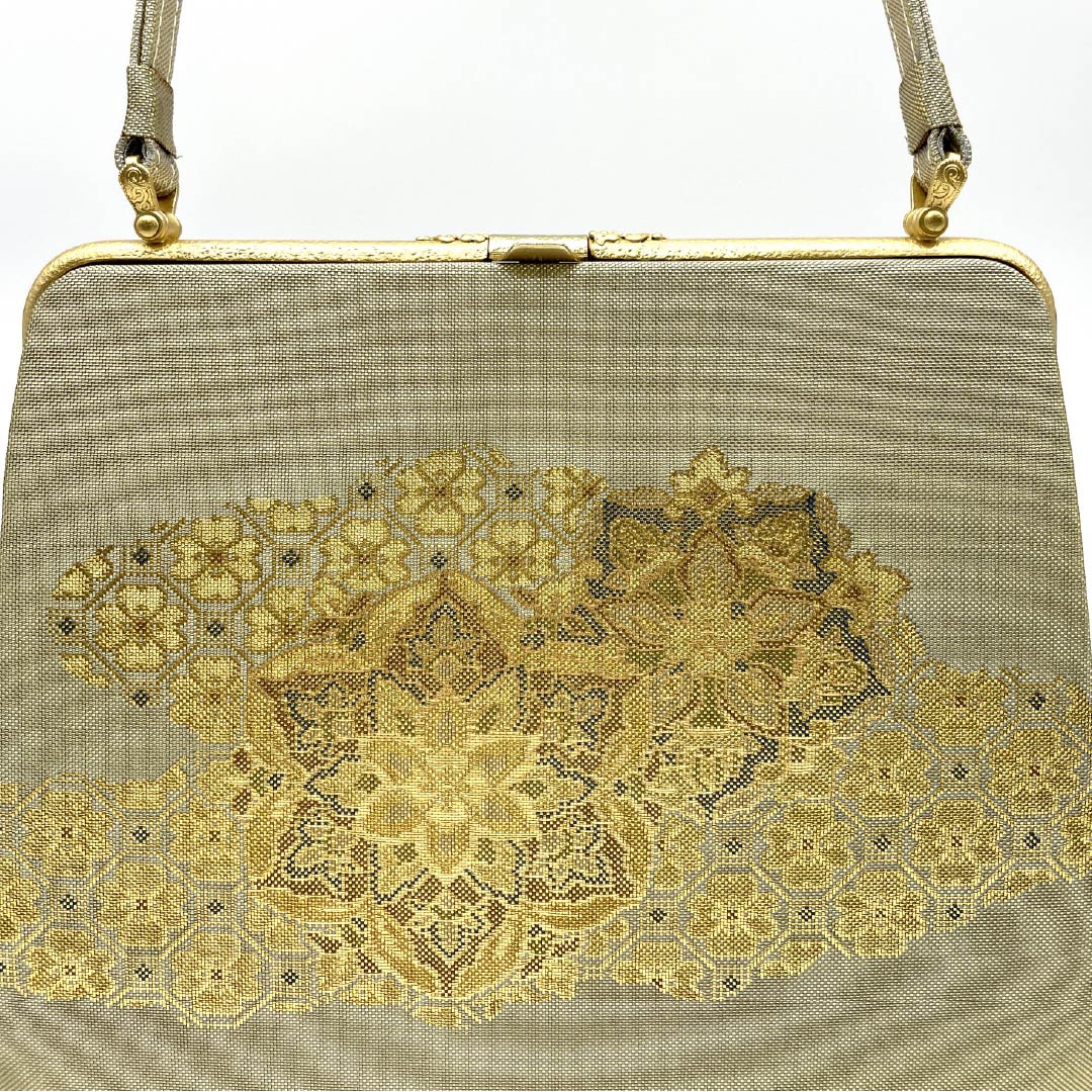 和装バック フォーマル 金色（きんいろ） 留袖用 正絹佐賀錦 花紋 金系 Sランク 113900054221