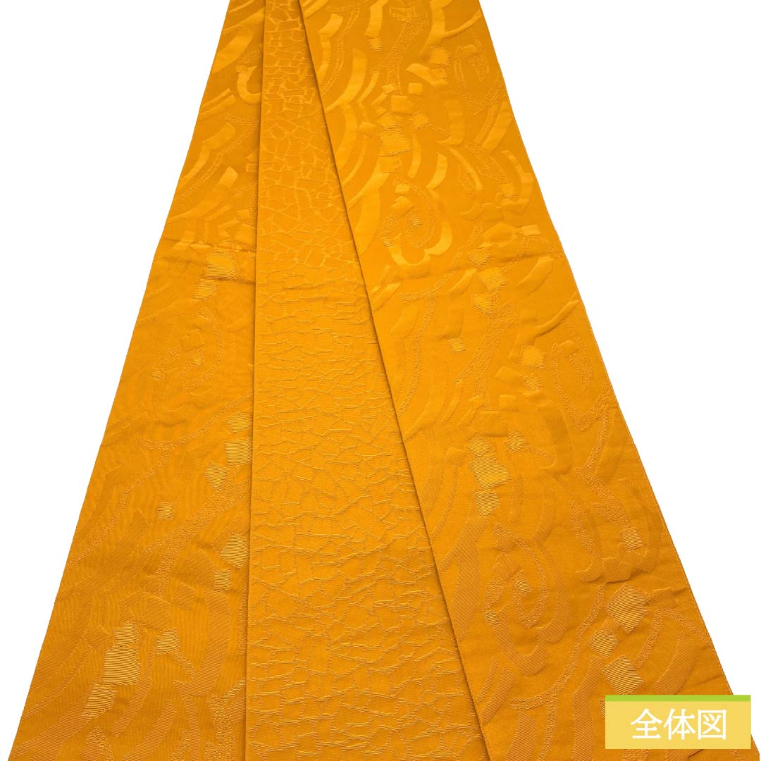 半幅帯 ポリエステル Sランク 忘れ草色（わすれぐさいろ） リバーシブル 抽象模様 帯丈380cm 橙系 1125004572326