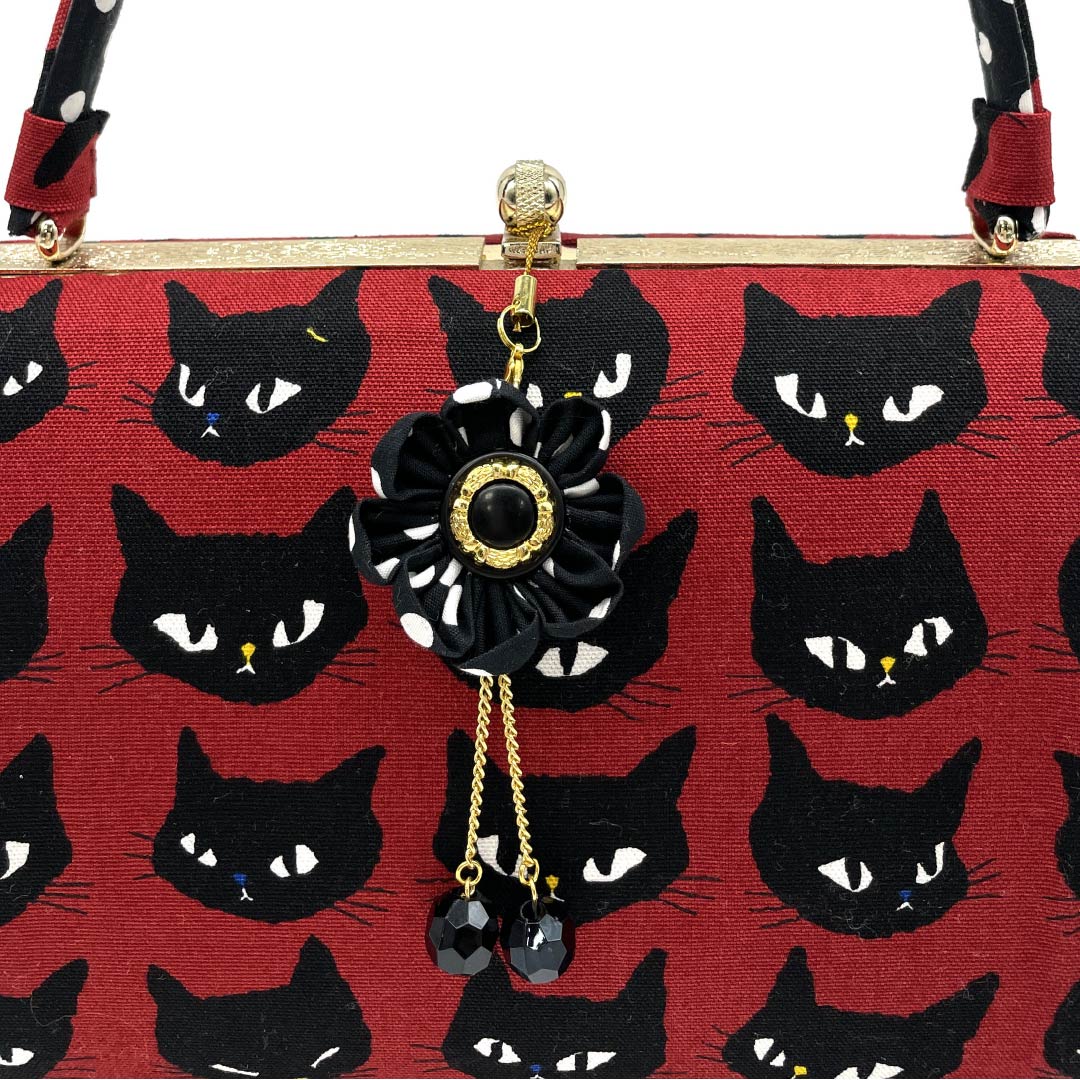 Japanese style bag, casual, black cat, cat, animal, red, NEW rank, 113900061112