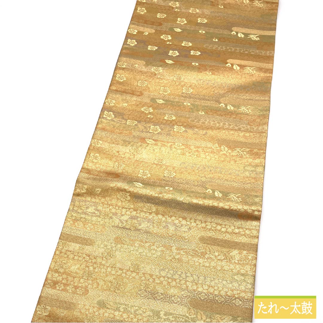 袋帯 正絹 留袖用 花模様 七宝 花唐草 帯丈436cm Sランク 六通 フォーマル グラデーション系 1123013762399