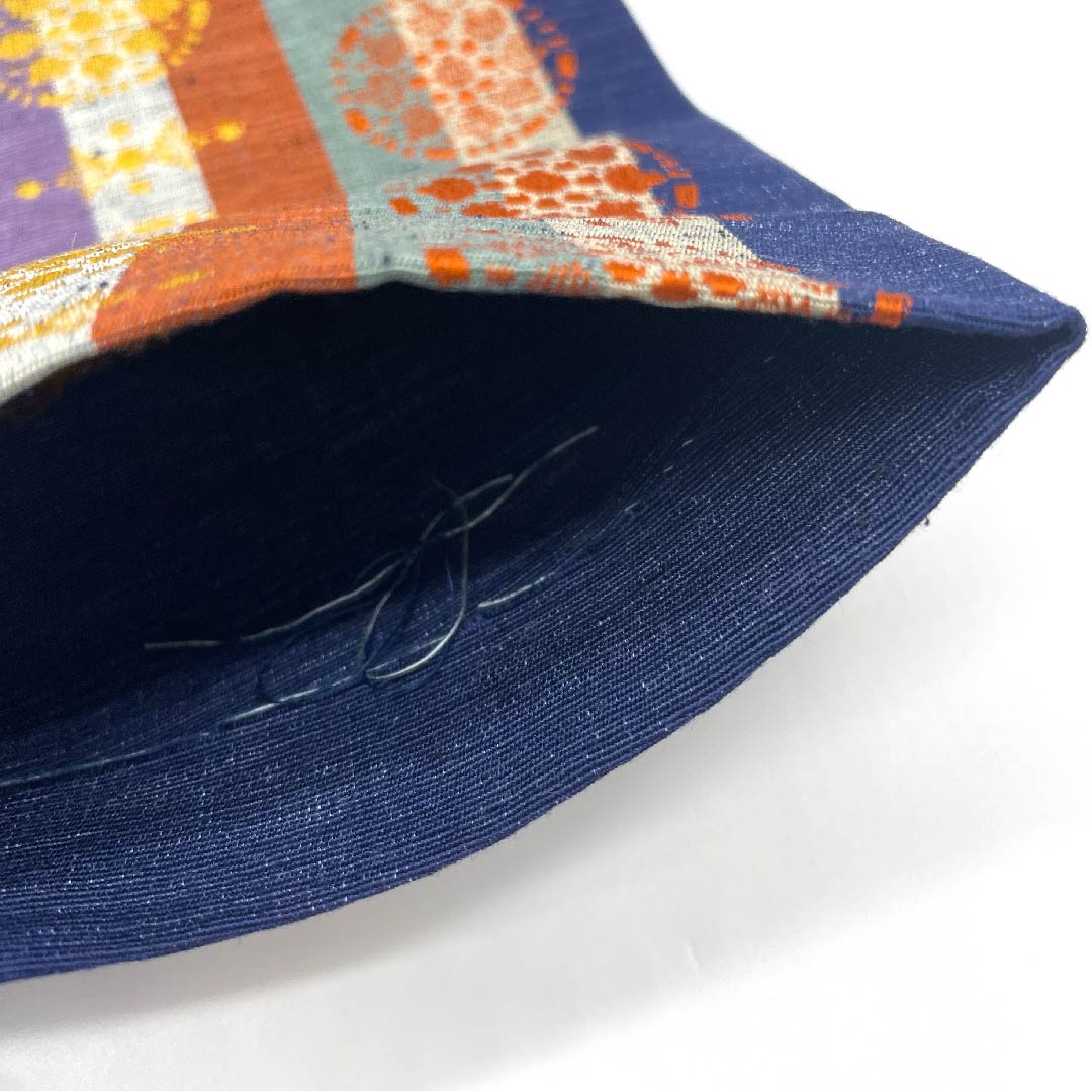 （未仕立）半幅帯 ポリエステル ストライプ 縞 丸に花 花柄 抽象模様 帯丈352cm グラデーション系 Sランク 1125001212399