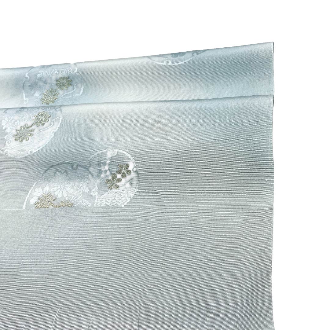帯揚げ 正絹 Sランク セミフォーマル 青白磁色（せいはくじいろ） ぼかし 雪輪 花 長さ約180cm 幅約30cm 水色系 1136004812924