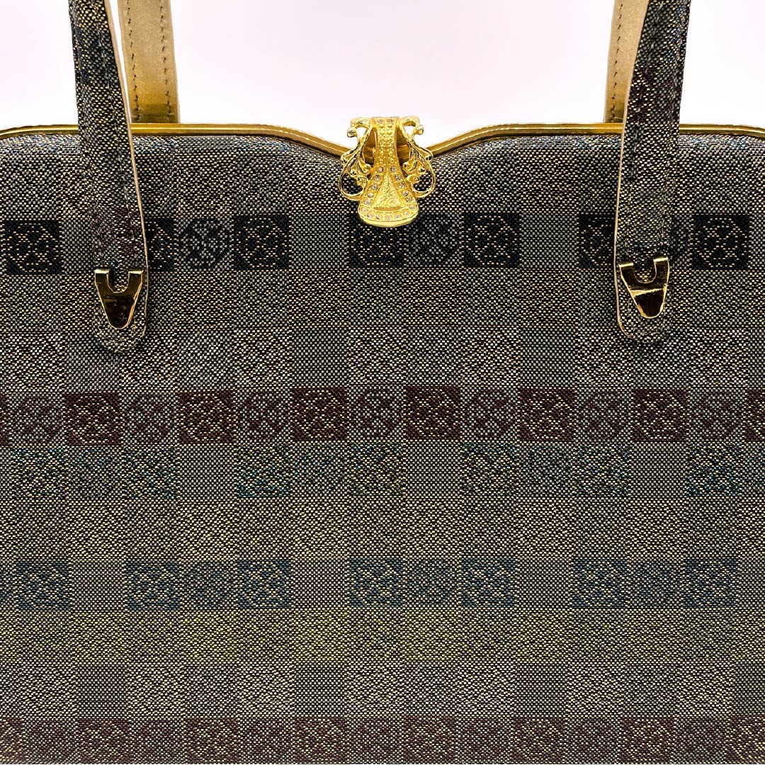 和装バック フォーマル 鈍色（にびいろ） 留袖用 市松模様 古典柄 緑系 Sランク 113900057219