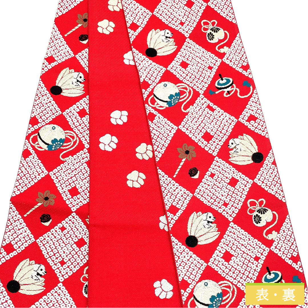 リサイクル着物】（新品未使用品）半幅帯 正絹 NEWランク 赤紅色（あか