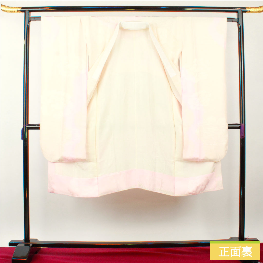 長襦袢 正絹 身丈125cm 裄丈65cm 袷 淡紅色（たんこうしょく） ボカシ染 振袖用 部分絞り Bランク ピンク系 1129000714313