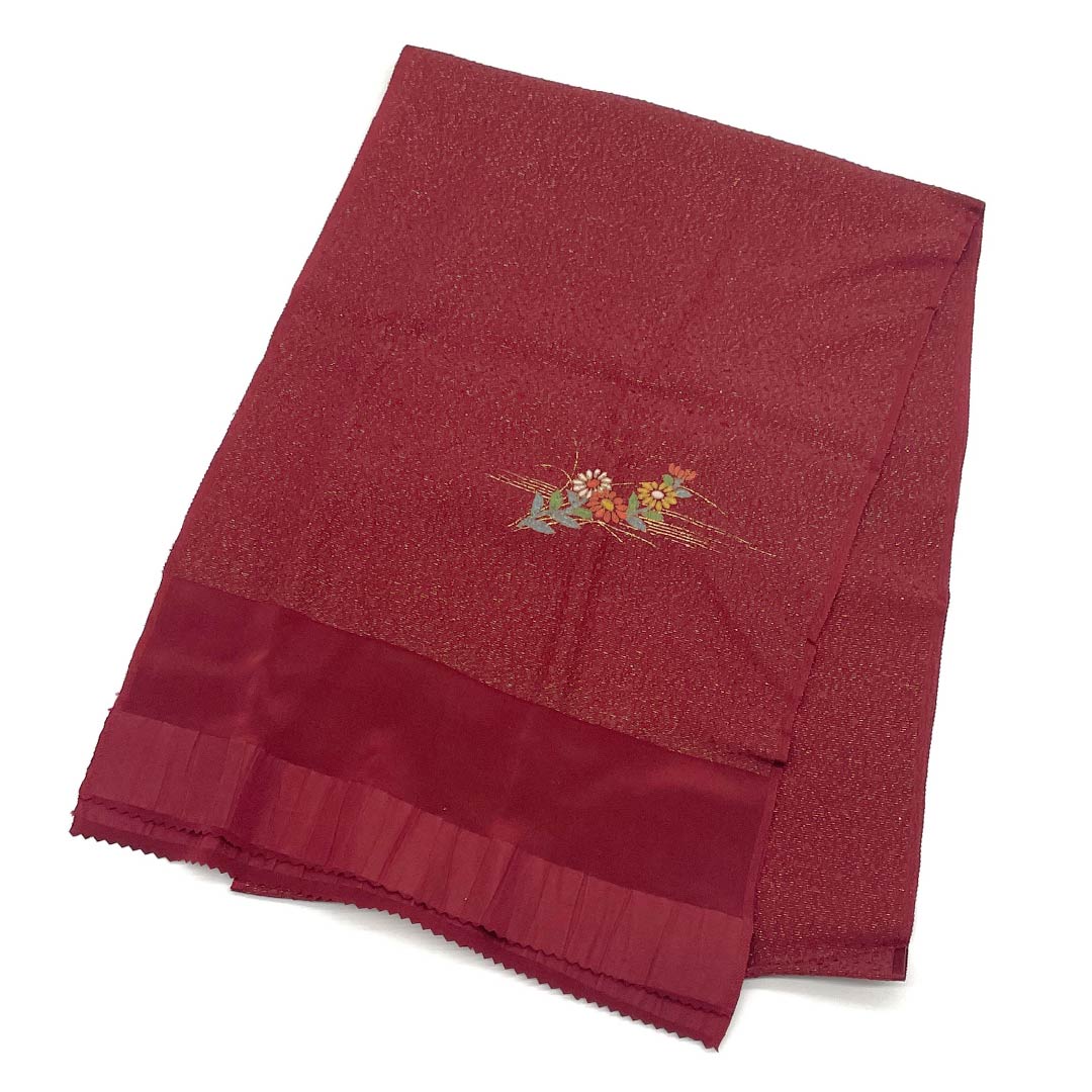 （新古品） 帯締め・帯揚げセット 正絹 Sランク 蘇芳色（すおういろ） 真紅色（しんくいろ） ラメ入り 長さ約156cm 幅約1.3cm セミフォーマル 赤系 1141000152312