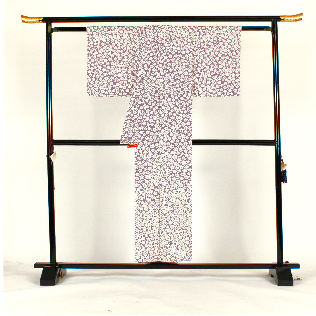 小紋 身丈154cm 裄丈62cm 袷  梅  正絹 Sランク 紫系 1115001492220
