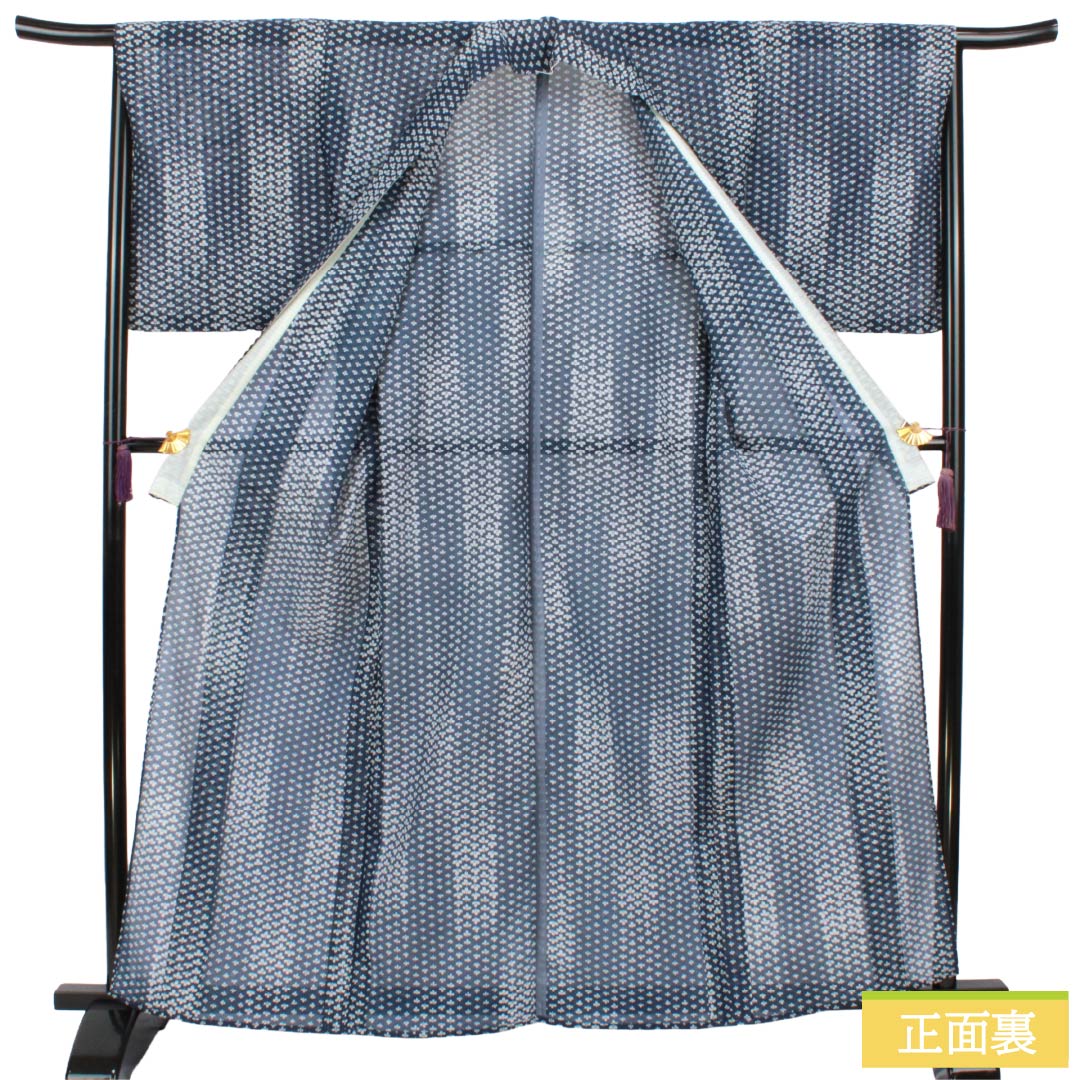 リサイクル着物】夏物 ポリエステル 小紋 Sランク 身丈162cm 裄丈66.5
