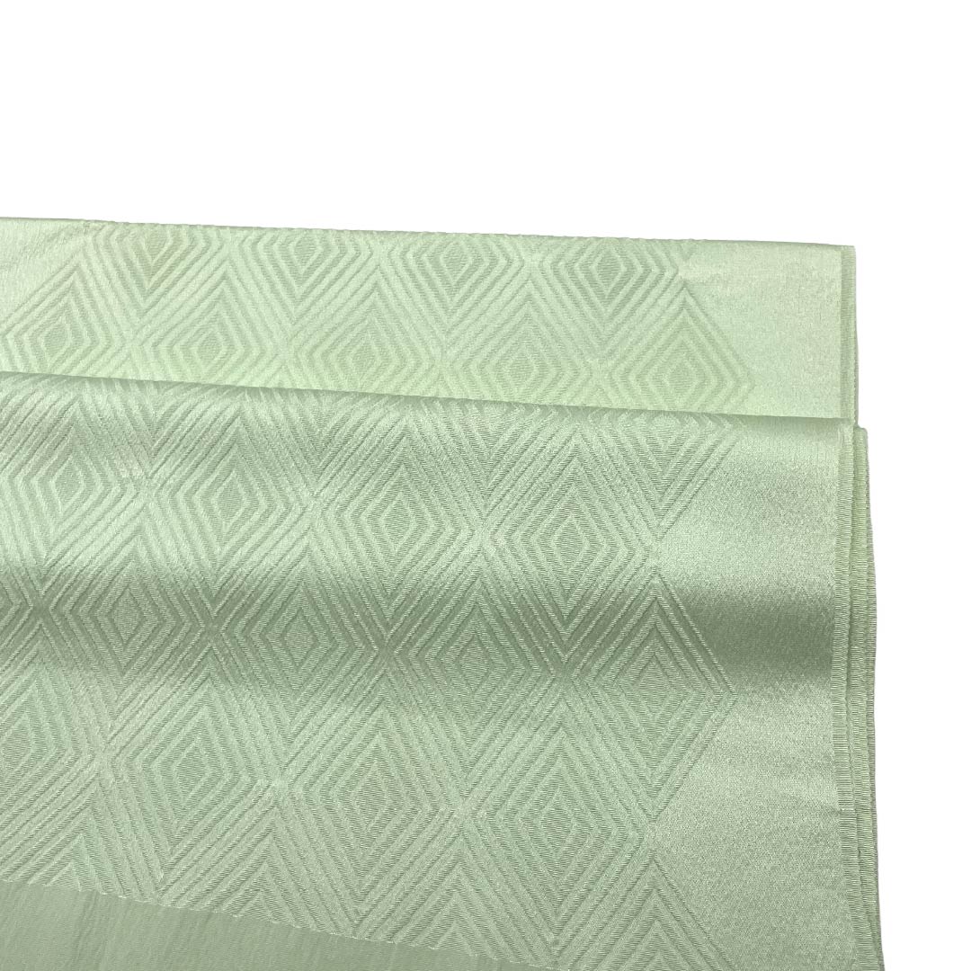 帯揚げ 正絹 Sランク セミフォーマル 白緑色（びゃくりょくいろ） 菱模様 古典柄  長さ約164cm 幅約31cm 緑系 1136003592919